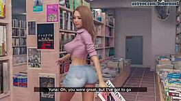 Divoké šúchanie v japonskej kníhkupectve s 3D cowgirl akciou a veľkým kurcom