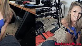 Piccola teen di 18+ sorellastra succhia cazzo grosso in POV 😏