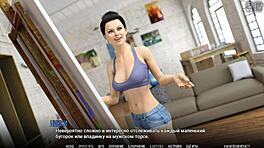 Blond tegneserie-tøs driller med behårede naturlige bryster