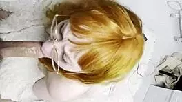 Red-haired vixen teases with wild sucking