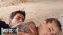 No name hot 18 y o blonde receives a face full of jizz