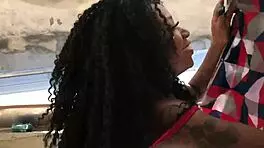 Teen 18+ Ebony In Laundry