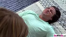 Blonde stepsister revives stepbro with CPR and gets pounded hard