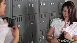 Teen Lesbians in Uniform Masturbate Together