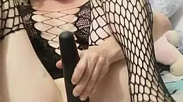 Latina blonde playing with dildo toys