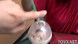 filthy teen sucks giant ding-dong with sloppy rough blowjob