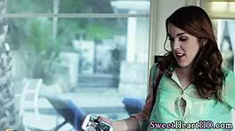 Lesbians taste strapon banged milf babe