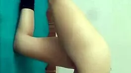 caught the hot latina maid exercising in the living room