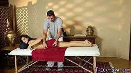 Swept back hair 18 years Latina gets a cumshot from a massage therapist