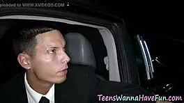 glam teen banged in limo back