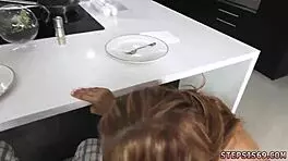 white teen virgin wasn't scared by the threesome blowjob actions