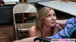 Teen Caught Sucking Burglar's Monster Cock in Office