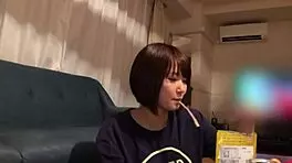 Chi-chan's cute big tits get squirting in boyfriend's house.