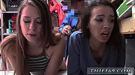 Amateur teen RUBS ONE OUT while webcam beauty STRIPS, both suspects in police uniform