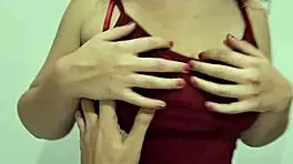 pov bubble butt amateur in red dress and fishnets getting hardcore doggystyle 😈