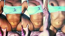 Teen Brunette Fucks Big Black Dildo