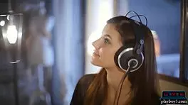 European milf brunette fingers her petite pussy