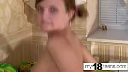 Slut in hard doggy sex and cowgirl, cum in mouth!