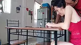 Sexy Latina Pauses Task for Deep Throat