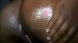 Ebony Teen Oils Up Ass And Fingers Wet Pussy
