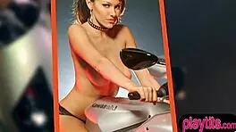 Newcomer photomodel chicks posing during a work session