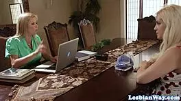 Stunning Lesbian Milf Queening Busty Teen 18+