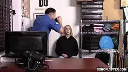 Big Tits Shoplifter Sucks Security Officer's Huge Cock!