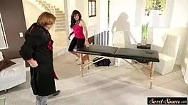 Massage table fantasy with big tits teen and oral pleasure