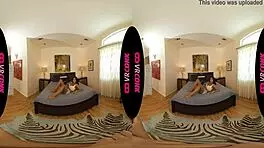 Enjoy the supreme erotica in Vrconk’s interracial cowgirl video