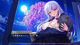 In the japanese hentai game babumi, a young 18+ anime girl engages in an intense h-scene with bukkake and blowbang elements.