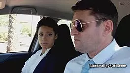 Black Coed Learns From Driving Instructor