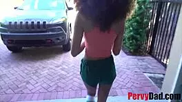 Ebony Step Daughter Lets Him Feel Her Up