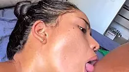 A sexy amateur couple gets hot and bothered before doing some nipple and deepthroat with a big black cock