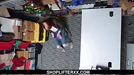 Shoplyfter and police officer after the arrest full scene of the robbery