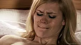 blonde delphine masturbating with fingering and small tits