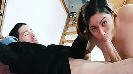 Teen gives the most passionate blowjob ever felt.