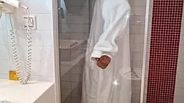 horny milf shoves dildo deep in shower