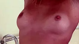 Young Blonde Angelica's Pink Lingerie Matches Her Dress