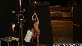 Is this petite tattooed teen's first bondage handjob?