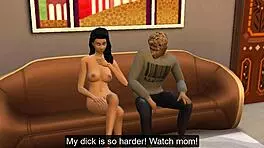 Asian stepmom strips after losing game then fucks stepson hard in wild attraction