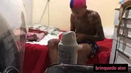 Old guy bathes with hot skinny brunette teen while husband works