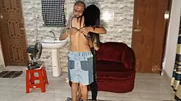18-year-old Asian babe enjoys cunilingus from her submissive partner