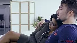 snatching stepsisters boyfriend for blowjob in group threesome