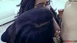 snatching stepsisters boyfriend for blowjob in group threesome