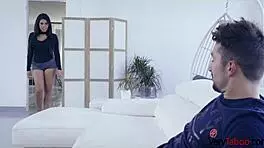 snatching stepsisters boyfriend for blowjob in group threesome