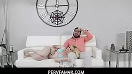 teen 18+ meets her new stepbro and pleases him with naughty roleplay and blowjob