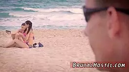 He uses their throats in hair bondage then separates the bound teens