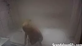 18-year-old girlfriend indulges in a steamy shower solo