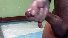 Wet cock handjob and big cumshot close-up