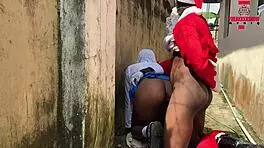 Hot Christmas Sex with Big Cock in Public Doggy Style